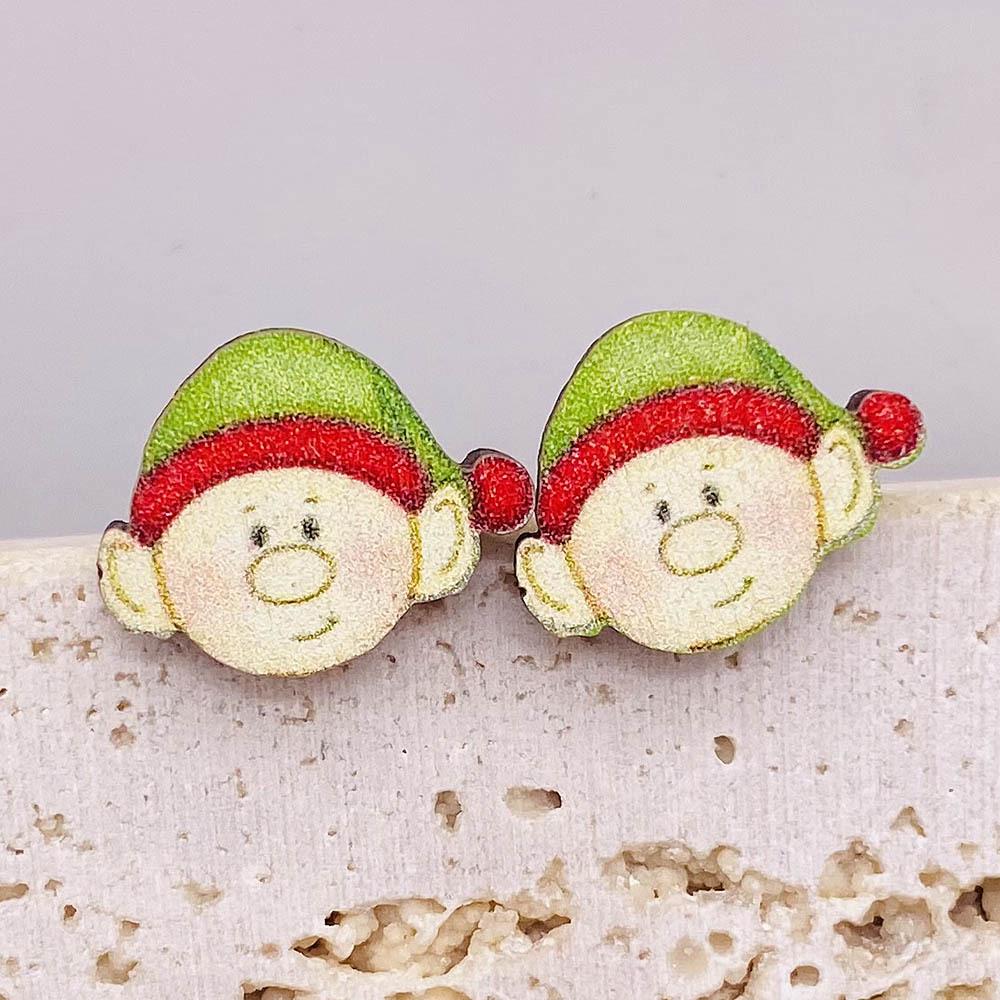 Christmas Stud Earrings: Reindeer, Tree, Snowman & Santa Designs - Wooden Holiday Gifts for Women