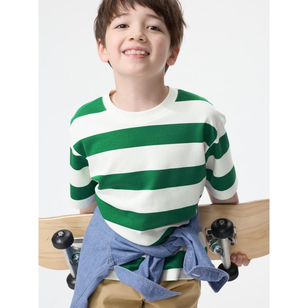 Uniqlo Camiseta de Gola Redonda Listrada de Algodão Japan Air Rhythm