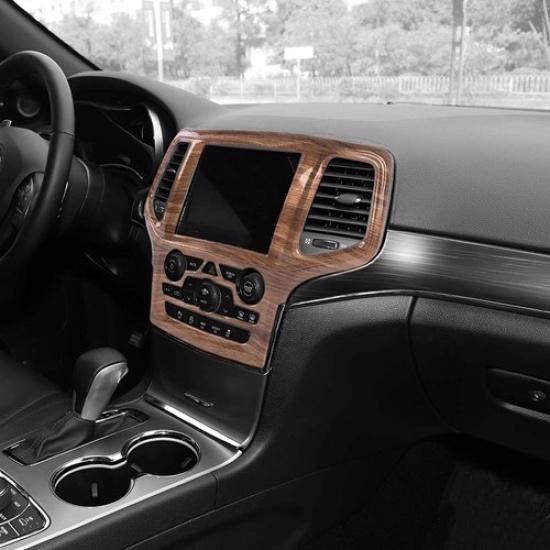 Wood Grain Dash Radio Navigation Panel Cover For Jeep Grand Cherokee 2014-