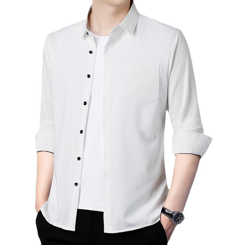 Мужская осенняя новая мужская рубашка с длинным рукавом — фото 6