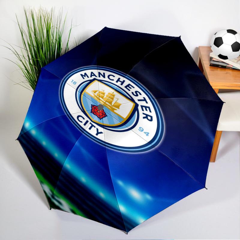 Automatyczny parasol z nadrukiem City Football Club, 8-żebrowy, do podróży, na kemping, parasol codzienny, niezbędny prezent dla rodziny i przyjaciół