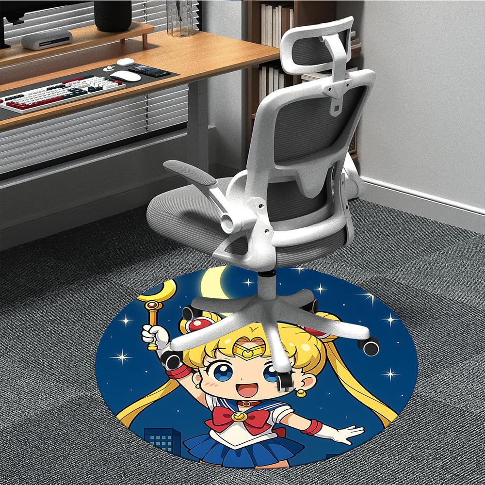 1pc Sailor Moon Office Round Area Rug, Indoor Mat Suitable For Office,Bedroom Living Room Home Decor, Room Deco a0926171
