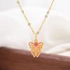 S925 Sterling Silver Chinese Butterfly Fu Necklace with Gem and Pearl Inlay
