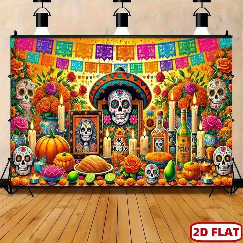 2D plane, 1 piece - Candy Skeleton Festival Zombie Festival Background Cloth - Vibrant floral and candle decorationszyc