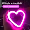 Car Led Window Decoration Heart Neon Light Suction Cup Fixed Luminous Heart Solar Ambient Neon Light Car Lights Accessories 1Pc
