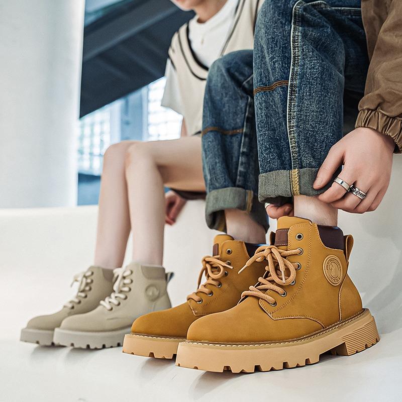 3070 Big Yellow Boots New Tooling Desert Short Boots Couple British Functional Bumblebee Thick-soled Heightening Martin Boots