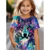 Summer Round Neck 3D Printed Top Fashionable Casual Short Sleeved Children's Girl T-shirts