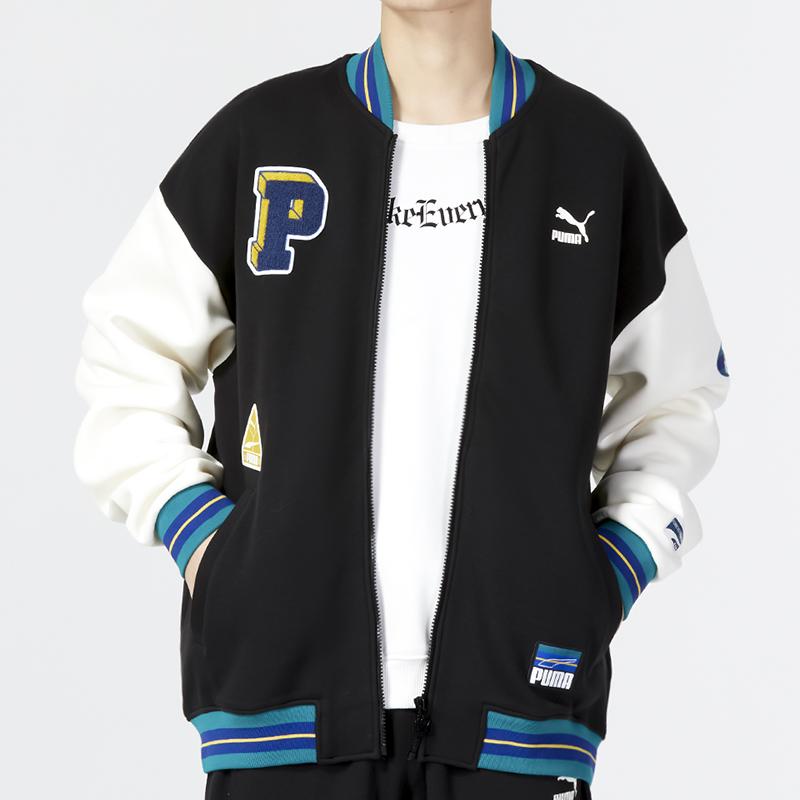 Puma Team Badge Bomber Jacket Unisex Black 677373-01
