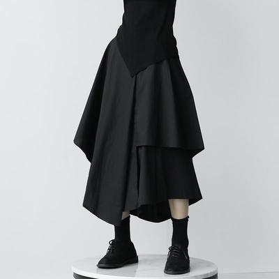 Falda plisada de cintura alta irregular gótica japonesa, pantalones para mujer, falda cargo punk harajuku negra, ropa vintage de verano larga