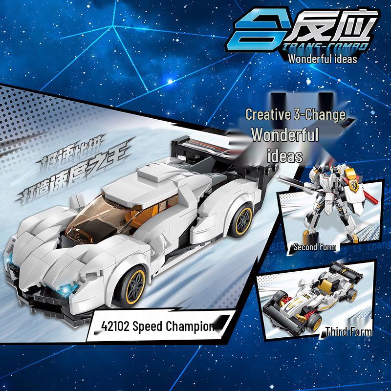 Speed King Racing Car Model Building Blocks - Creative 3-in-1 Set for Boys 42102