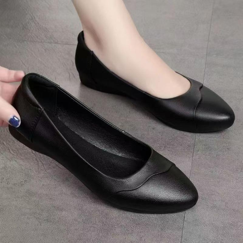 New simple single shoes women's soft-soled flats autumn comfortable small leather shoes work shoes low-heeled women's shoes