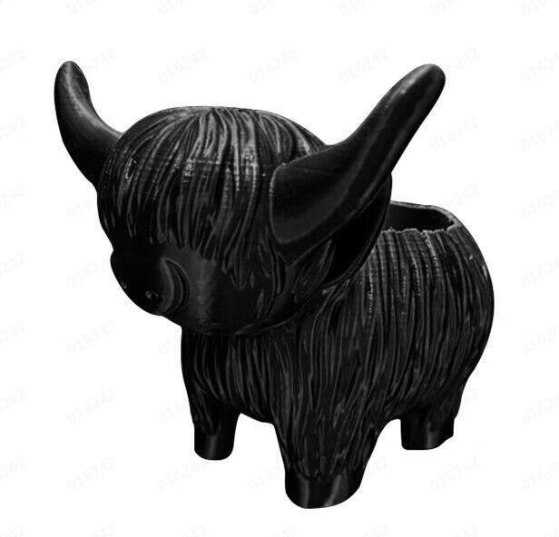 

Striking Highland Cow Planter Beautiful Resin Succulent Pot With Colorful Yellow And Black чёрный
