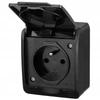 Hermes Black Socket NT 1X Z/U With Flap 2P+Z IP44 Screw Terminals 16A 250V 0321-09