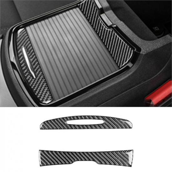 2Pcs Carbon Fiber Interior Floor Console Cupholder Cover Trim For Dodge Charger