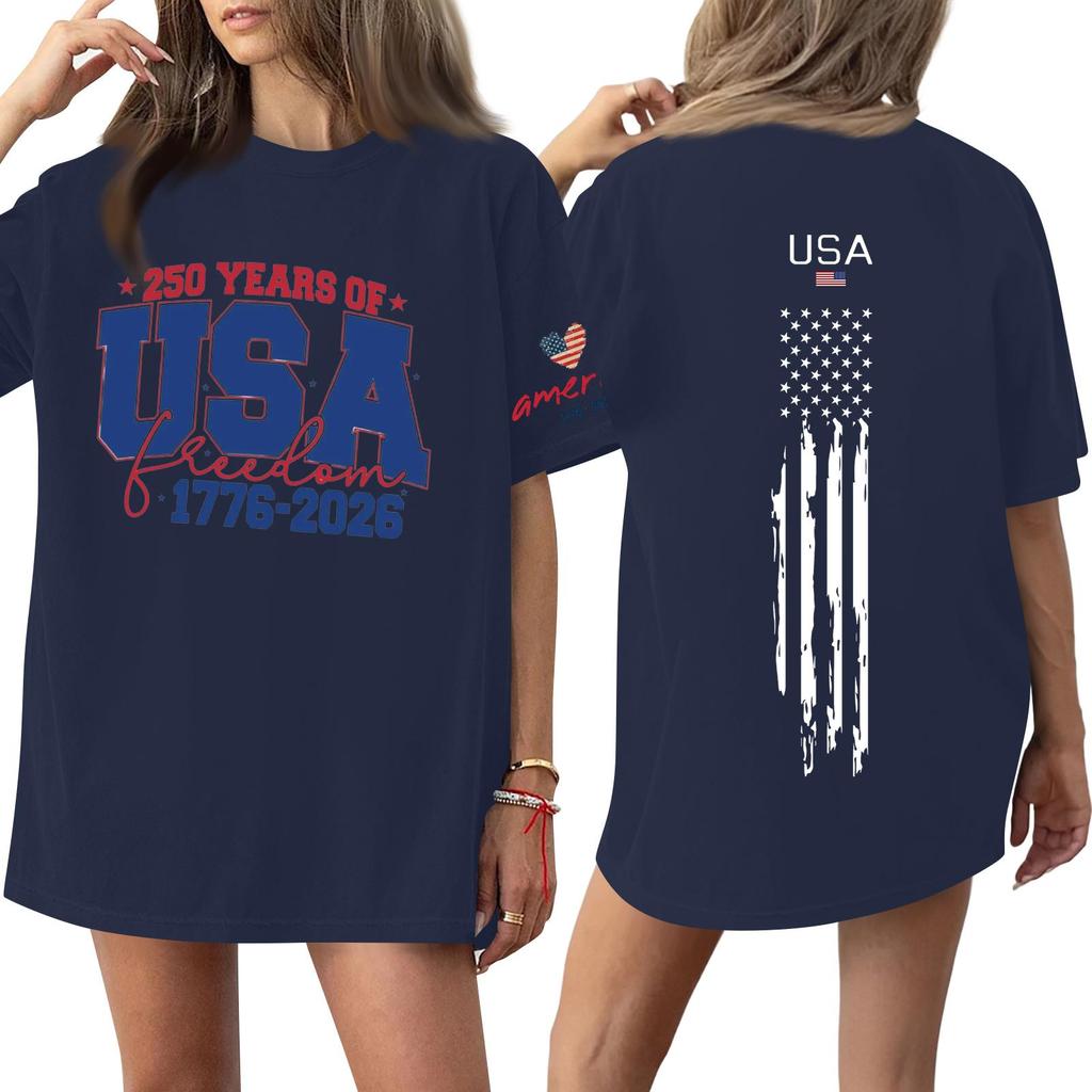 Women's Casual Fashion Round Neck Casual Print Short Sleeve T-Shirt Top