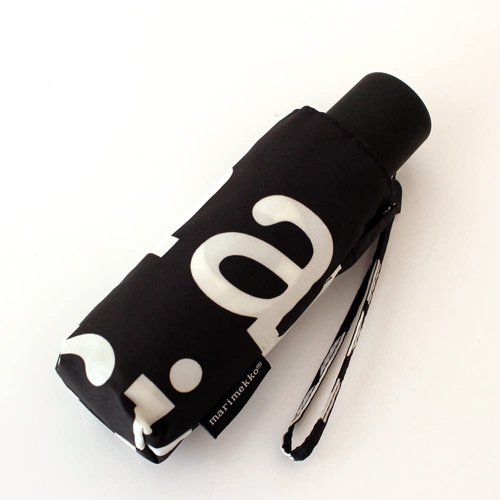 Marimekko Mini Manual Marilogo Folding Umbrella for Women, 52_1_52209248859, Black/White