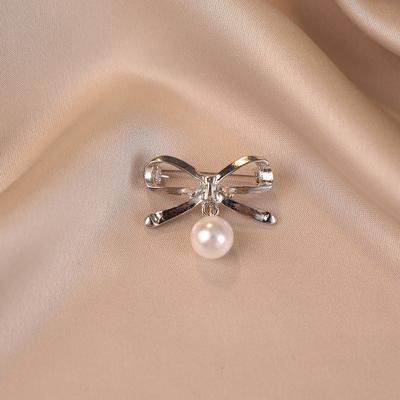 Perlen Schleife Blendschutz Brosche, High-End Diamantenbesetzte Brosche, Korsage Kragennadel