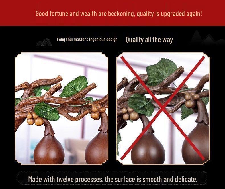 Prosperous Double Fortune Gourd Ornament for Living Room or Entrance Decoration