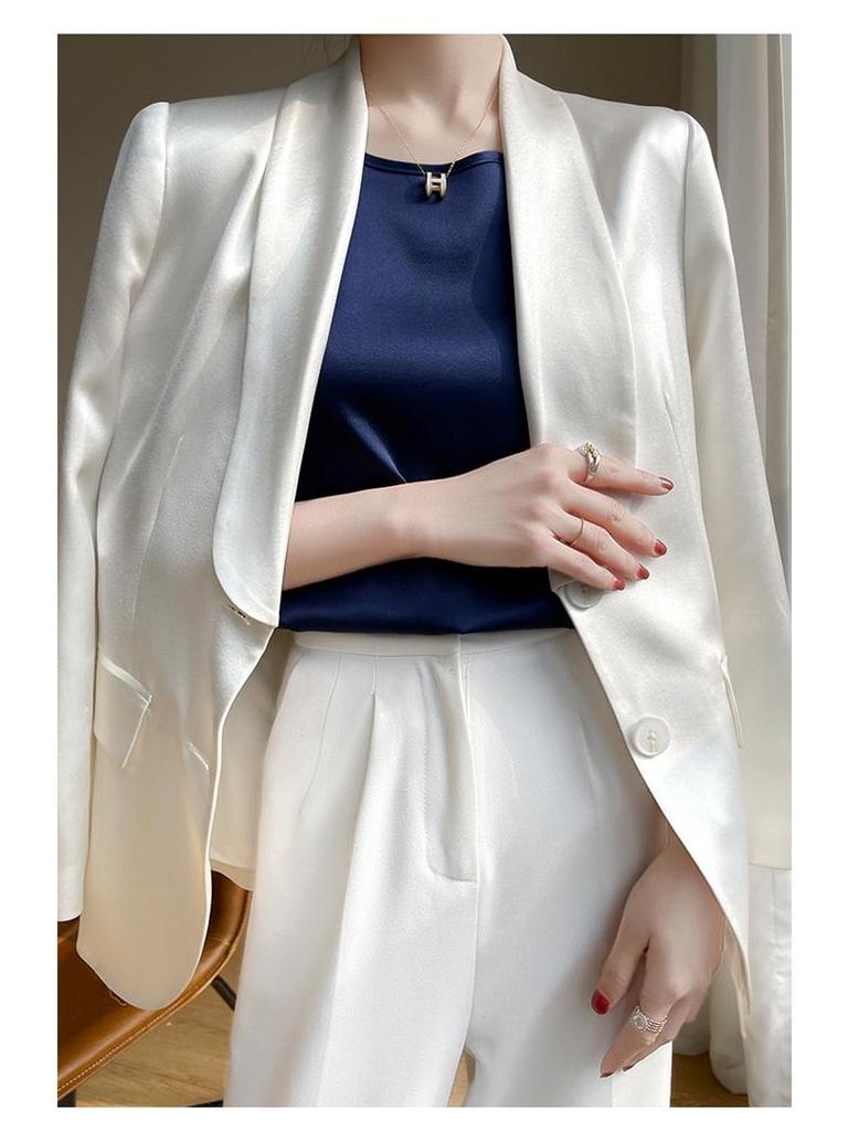 Women's Sleeveless Summer Silk Camisole - Loose Fit, Round Neck, Mulberry Silk Base Layer Top