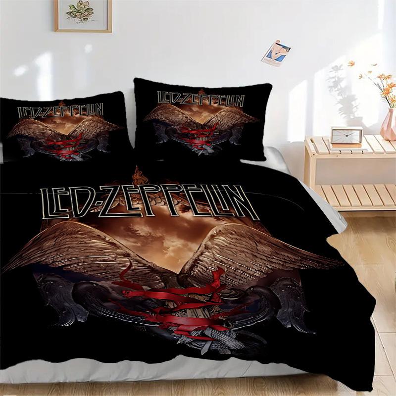 

3pcs LED ZEPPELIN Cover Set, 1 Cover + 2 Pillowcases (No Insert), Bedding for All Seasons, Bedding,Bedroom Decor yy250922034 135x200cm