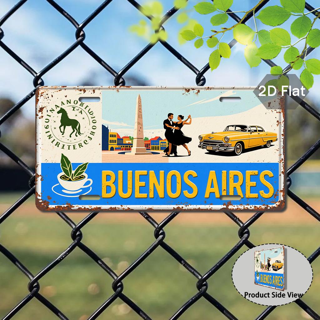 Buenos Aires City Culture AL Sign Vintage Durable Metal Plaque Wall Decor Home Office Bar Man Cave Wall Art 15x30cm(5.9x7.8inch)