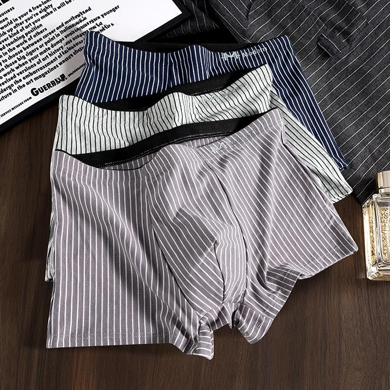 Striped Cotton Men's Boxer Briefs - Comfortable, Breathable Underwear for Teens and Adults