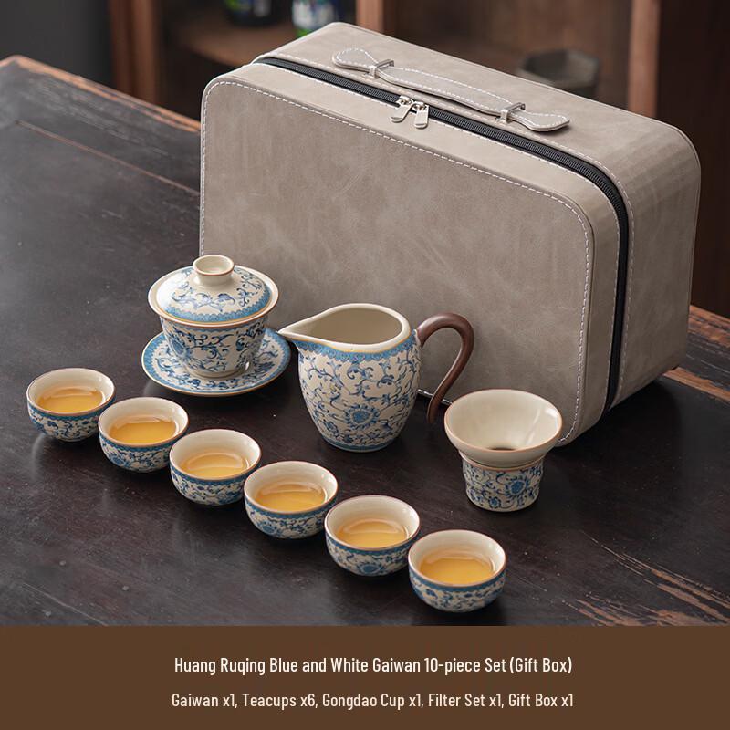 Cha Xun Beige Ru Kiln Blue & White Gongfu Teaware Set