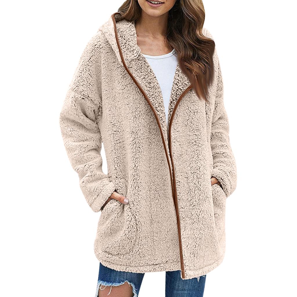 Damen Casual Hoodie, Farbe Langarm Kapuzenpullover mit Umlegekragen