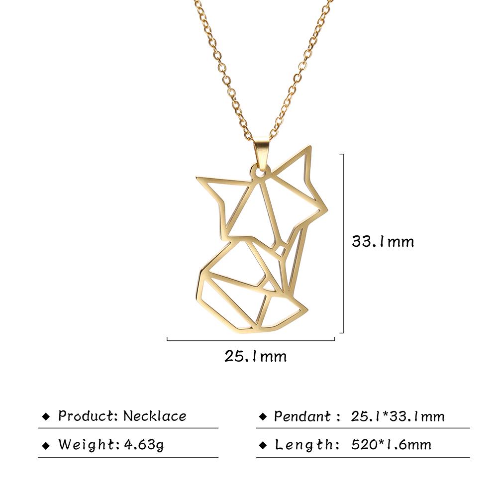 Cazador Hollow Fox Pendant Necklaces for Women Girls Cute Animal Neck Chains Stainless Steel Jewelry Birthday Gifts Wholesale