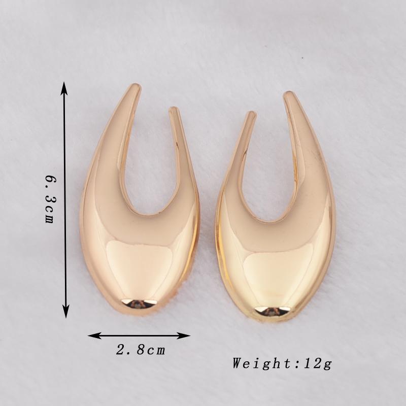 Hollow Open Oval U Shape Drop Earrings for Women European Big Geometric Dangle Earrings Vintage Party Simple Trendy Jewelry Gift