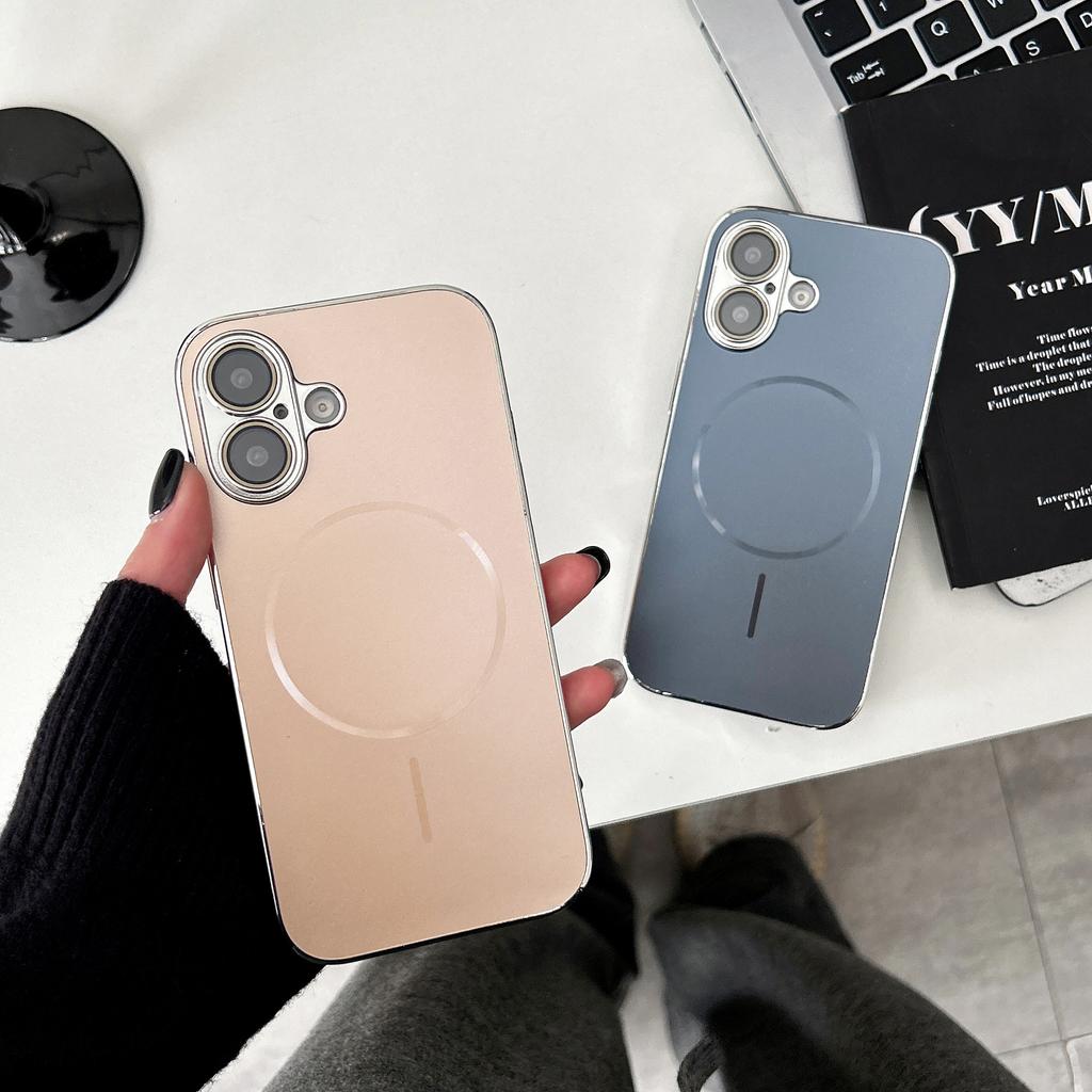 Dünne Kreis Magnetische Saug Beschichtete Handyhülle für Apple 14promax Schutzhülle für IPhone 15plus Hülle 14 Folie