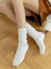 1Pair Women's Solid White Thick Ribbed Mid-Calf Socks Warm Casual Crew Socks For Fall Daily Wear
