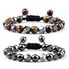 Obsidian Tigerauge & Schwarzer Achat Lavastein Armband