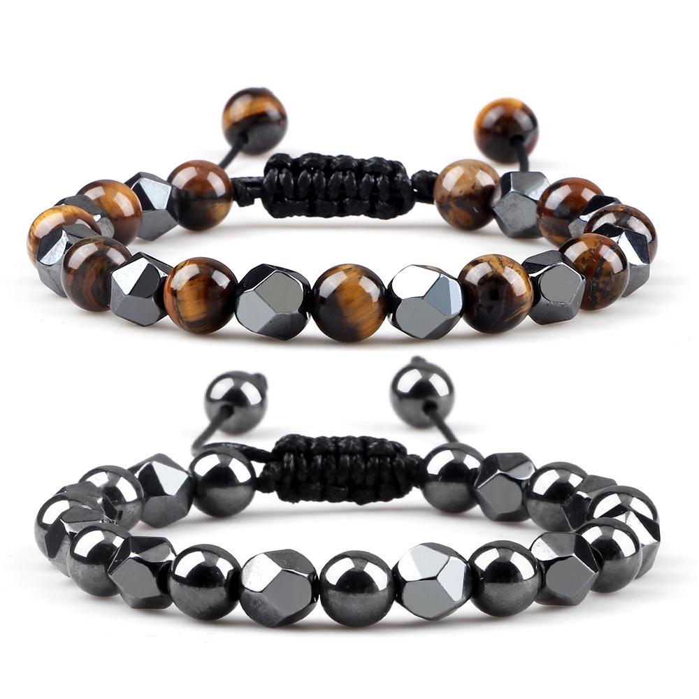Obsidian Tigerauge & Schwarzer Achat Lavastein Armband