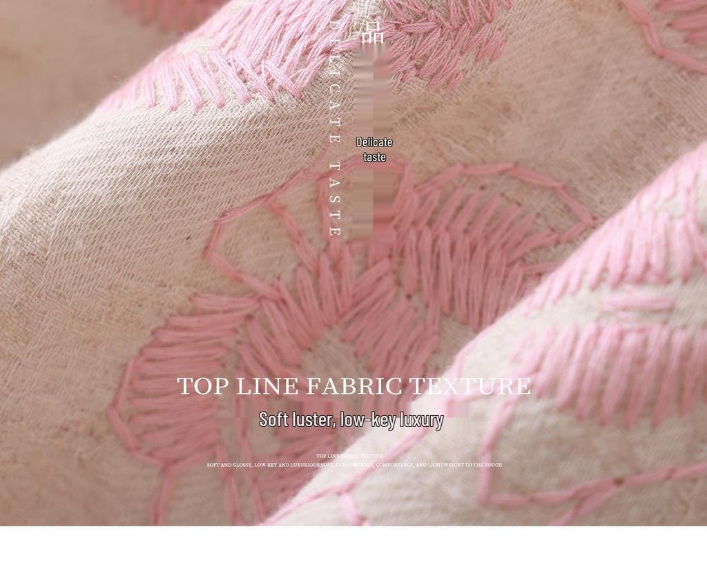 Nanyou Elegant Embroidered Jacquard Linen A-line Dress with Waist-cinching Short Sleeves for Spring/Summer Style
