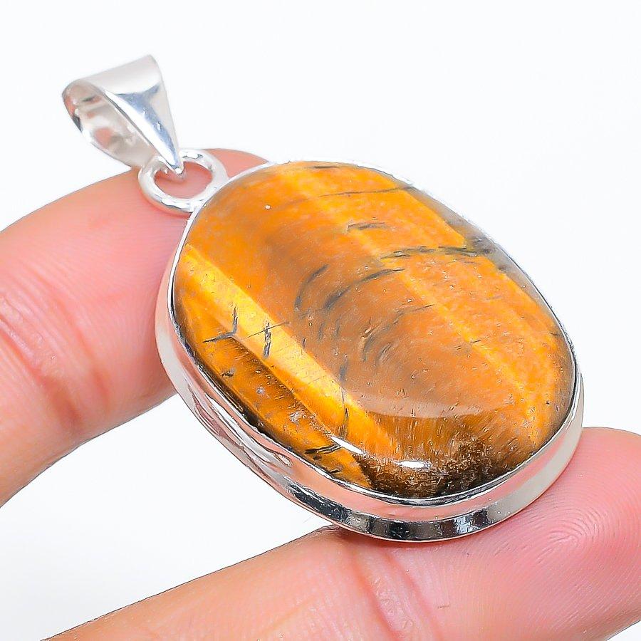 Carnelian Gemstone Handmade 925 Sterling Silver Jewelry Pendant 1.81" SU-10880