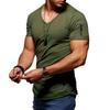 Men's Plus Size V-neck Elastic Short Sleeve T-shirt - Pure Color Youth Style
