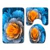 Cool Flower Pattern Bathroom Floor Mat Toilet Three-Piece Set