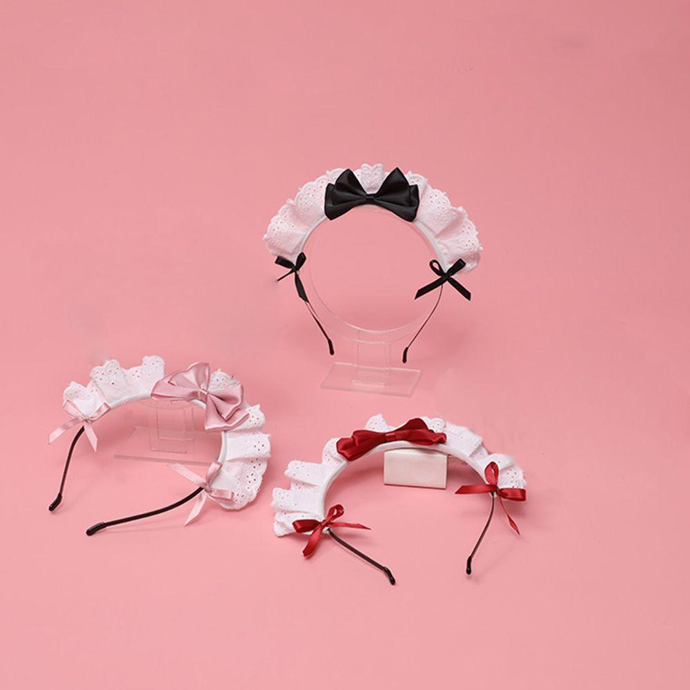 Maid Make Up Girls Lace Wash Face Women Accessories Korea Style Headband Lolita Hair Band Bow