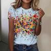 Summer Color Abstract 3D Printed Short Sleeved Casual Loose Fit Women's T-shirts