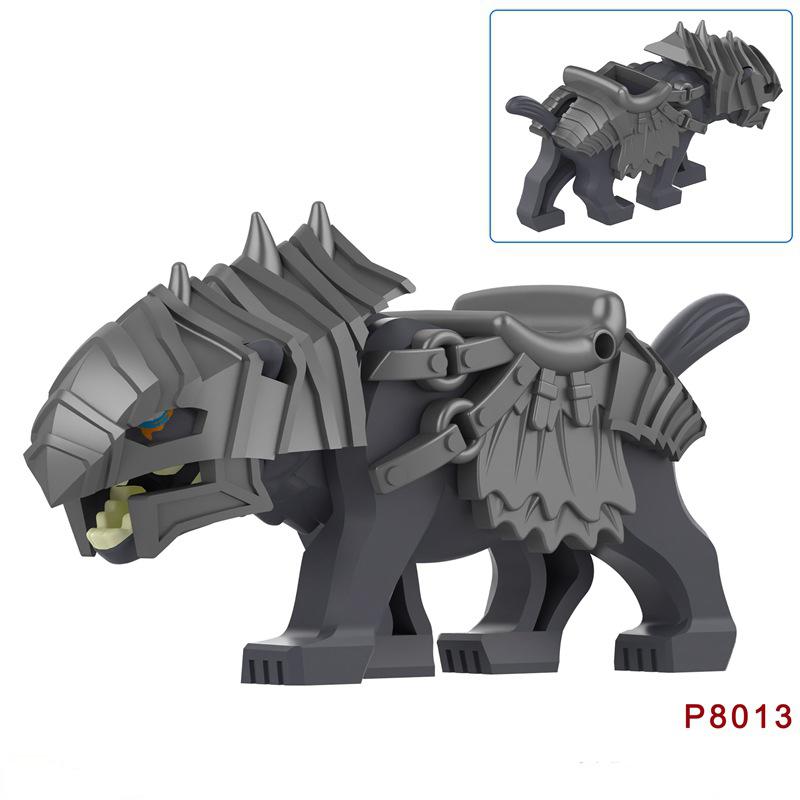 MOC Medieval Wolf Building Blocks Castle Army Knight Soldiers Figures Mount Animal Bricks Toys Gift DF004