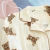 Women's Long-sleeved Trousers 100% Cotton Pajamas Double-layer Gauze Loungewear Crepe Breathable Cartoon Bear Print Pyjamas