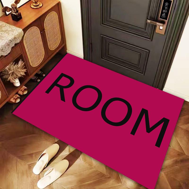 Simple Letters Crystal Velvet Entry Floor Mats Household Entrance Door Non-slip Foot Mats Dirt-resistant and Easy To Take Care of Carpet Mats