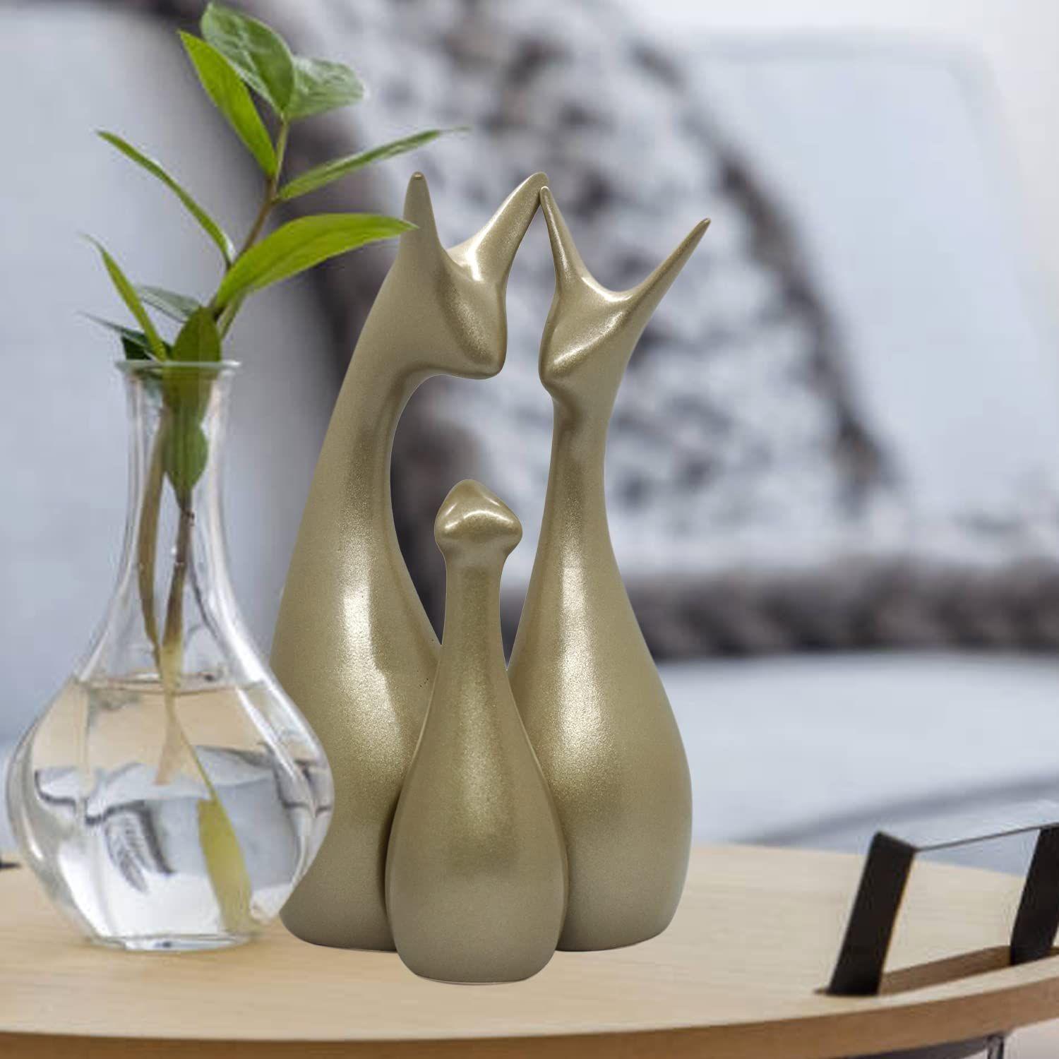 

Металлический лаврово-зеленый домашний декор Фигурка семьи счастливых оленей (Набор из 3 штук, Mizzle Green)