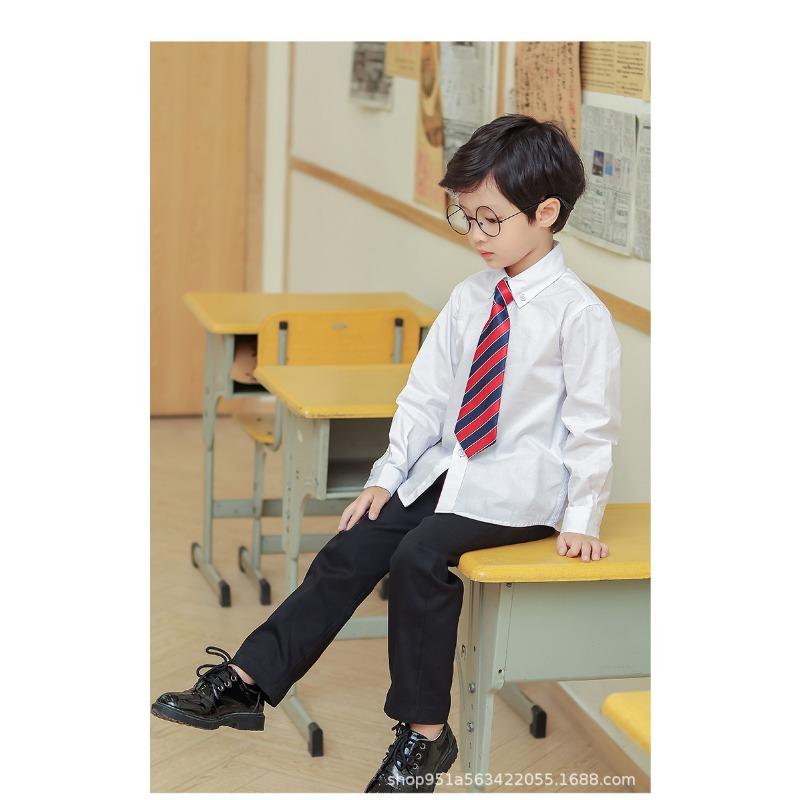 Boys Girls Kids Elastic Waist Solid Casual School Uniform Long Suit Pants