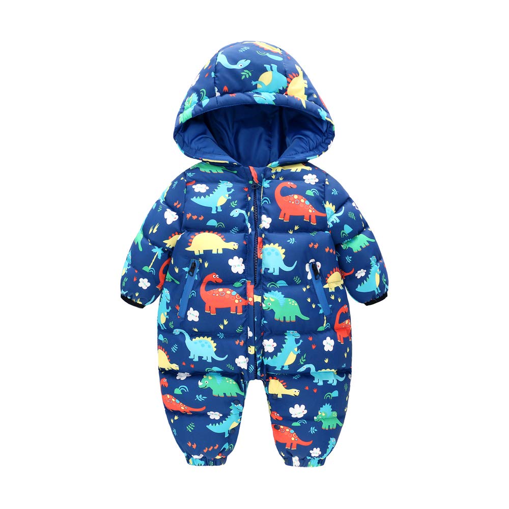 Baby clothes long sleeve romper front opening newborn hooded thick autumn winter cold weather clothes coveralls baby boy dinosaur pattern gift pattern