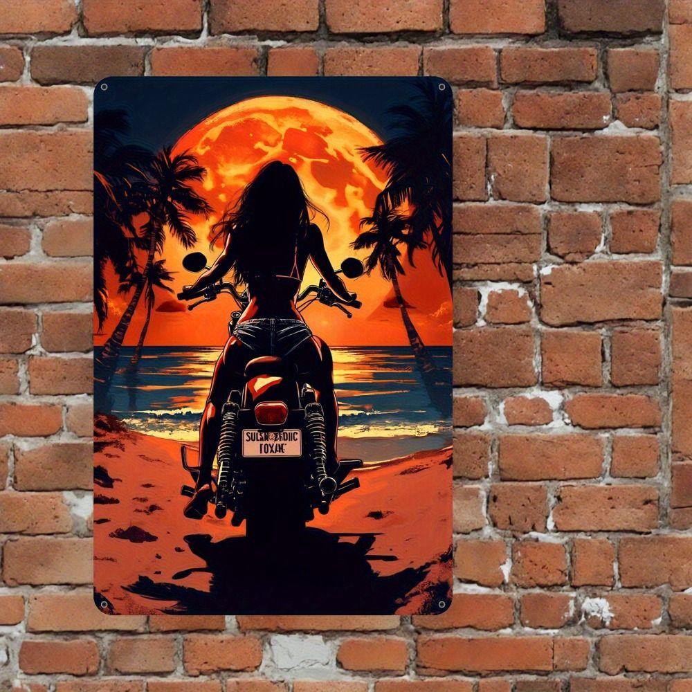 Vintage Motorcycle Metal Tin Sign Retro Biker Garage Wall Decor Industrial Style Art