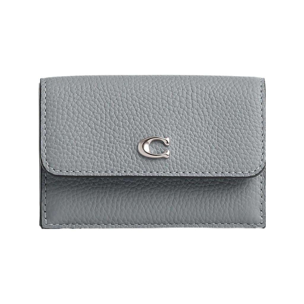 Coach Trifold Wallet With Silver Logo Women Wallet Gray CM437-LHN19 Gray