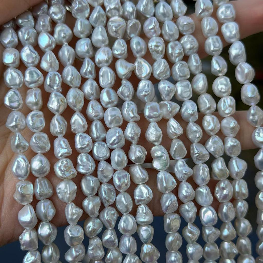 1 Strand White Baroque Nugget Freshwater Pearl Beads 6-7mm Irregular Pearls 36cm For DIY Necklace Bracelet Jewelry Making