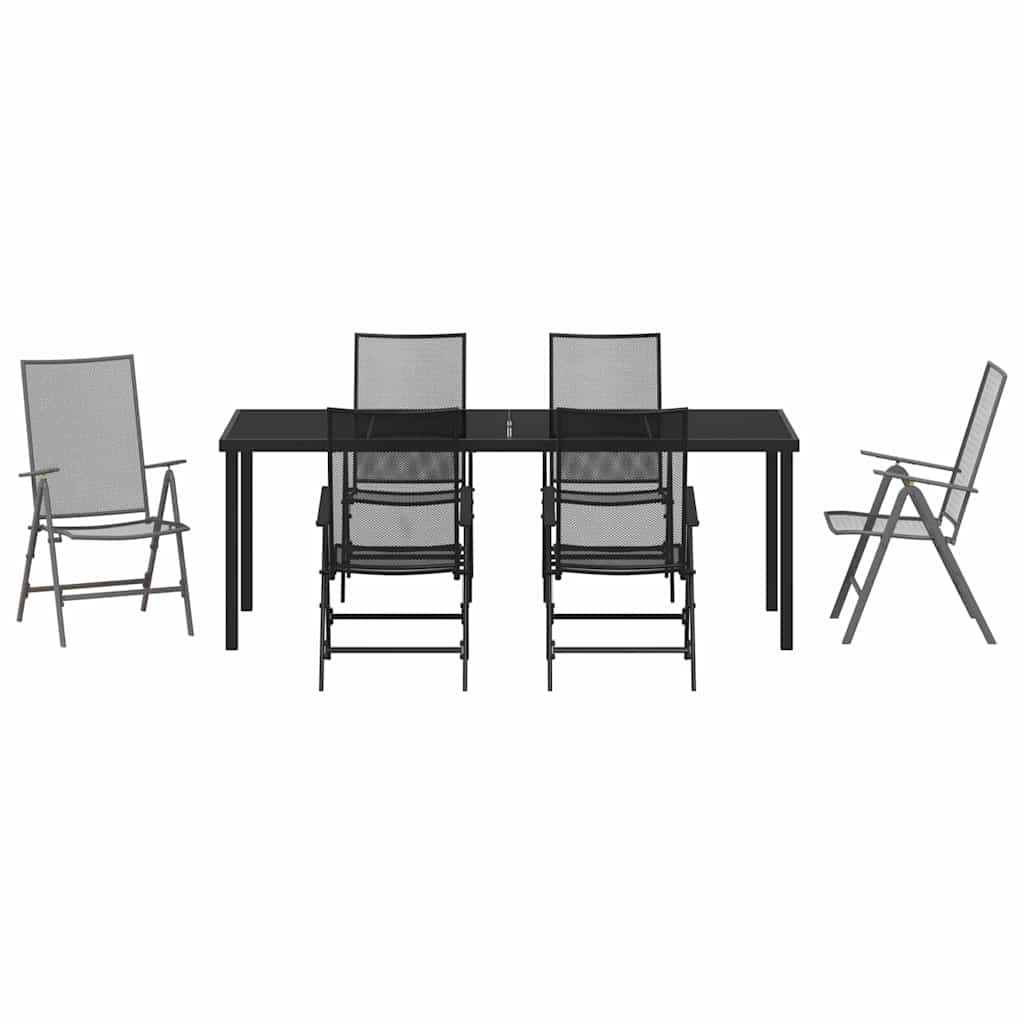Garden Dining Set 7 pcs Anthracite Powder Coated Steel
